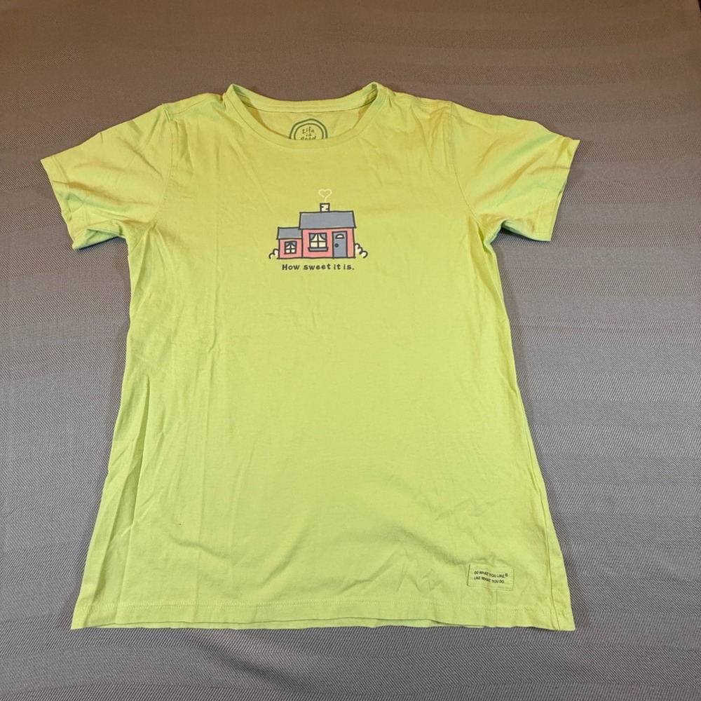 Life is Good Womens Lime Green How Sweet It Is House Graphic T Small W1890 2580